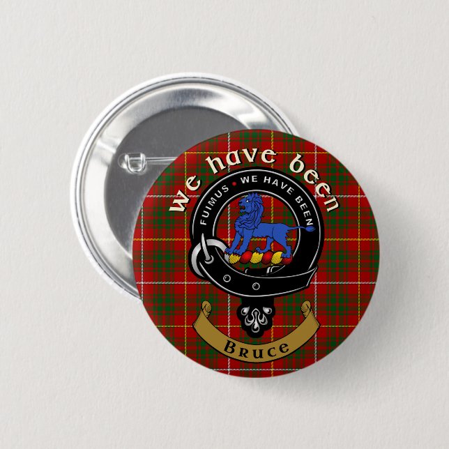 Bruce Clan Badge & Tartan Button (Front & Back)