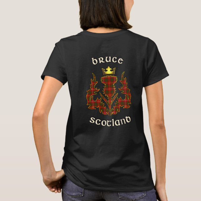 Bruce Clan Badge & Tartan w/Motto T-Shirt (Back)