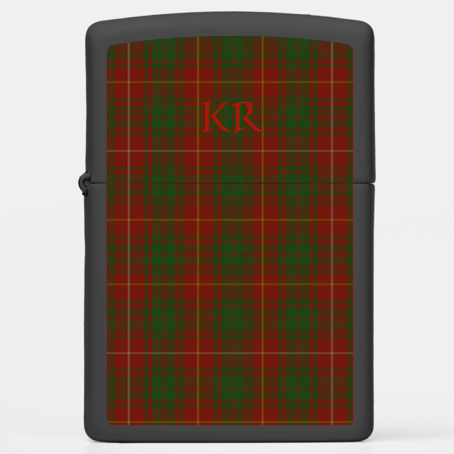 Bruce Clan Tartan, Plaid with your initials Zippo Lighter (Front)