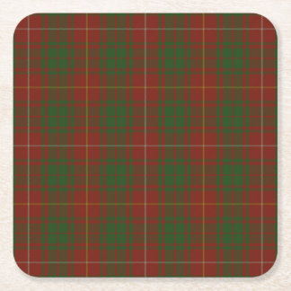Bruce Clan tartan - reds greens Square Paper Coaster