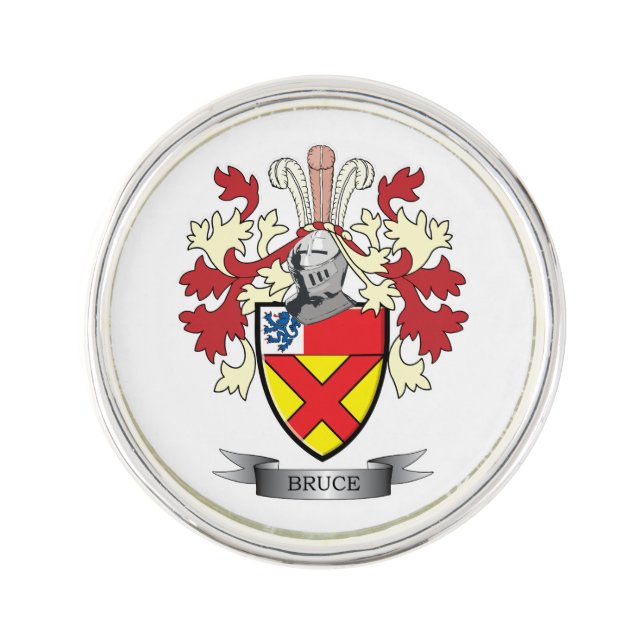 Bruce Family Crest Coat of Arms Pin (Front)