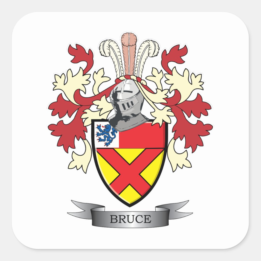 Bruce Family Crest Coat Of Arms Square Sticker | Zazzle