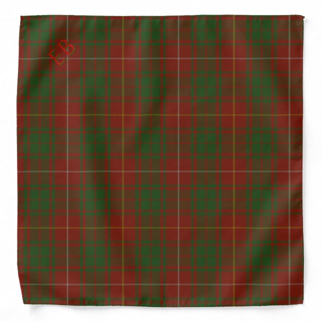 Bruce Family Tartan, Plaid with your initials Bandana (Front)