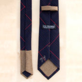 Bruce - Men's Skinny Necktie in Plaid and Brown (Back)