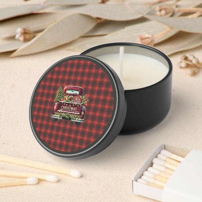 Bruce Modern Scottish Tartan Christmas Mini Candle Favors (Insitu)