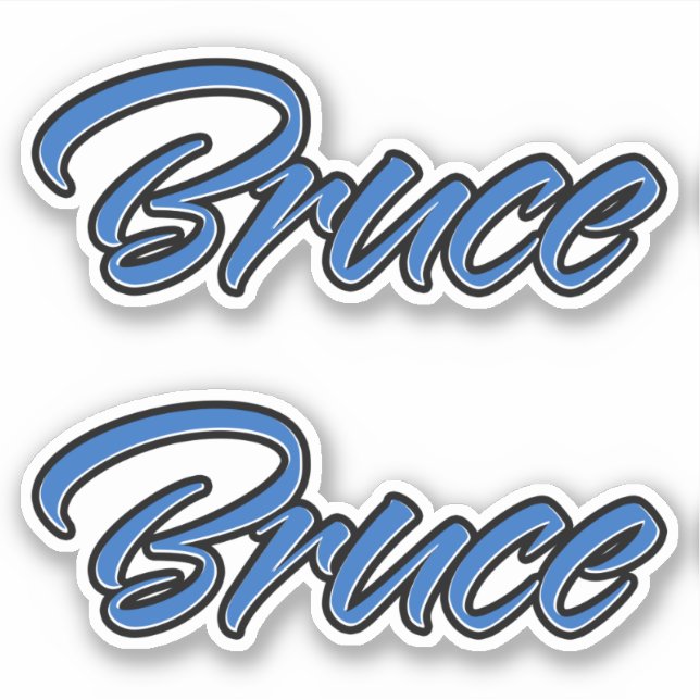 Bruce Name blue stickers sticker set (Front)