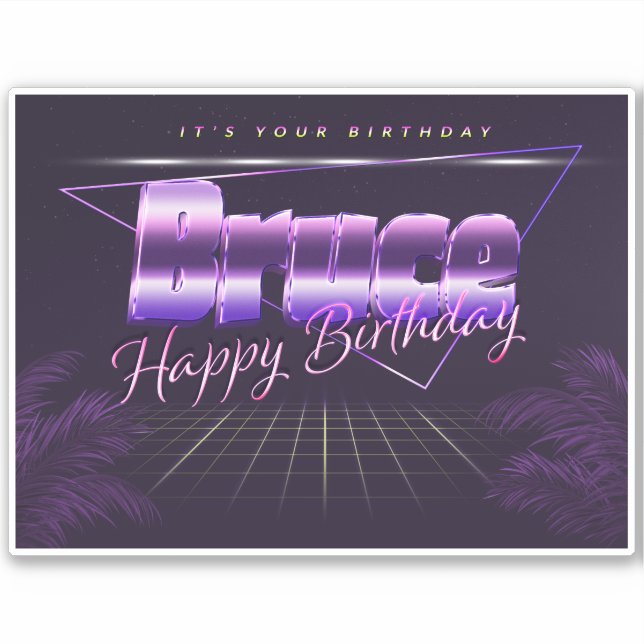 Bruce Name First name lila retro Sticker Birthday (Front)