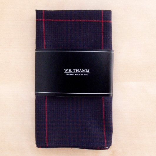 Bruce Navy/Brown/Red Plaid Pocket Square (Front)