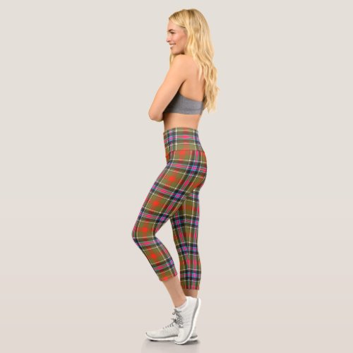 Bruce of Kinnaird Ancient Tartan Plaid Pattern Capri Leggings