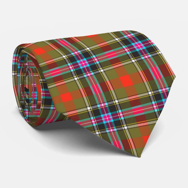 Bruce of Kinnaird Ancient Tartan Plaid Pattern Neck Tie (Rolled)