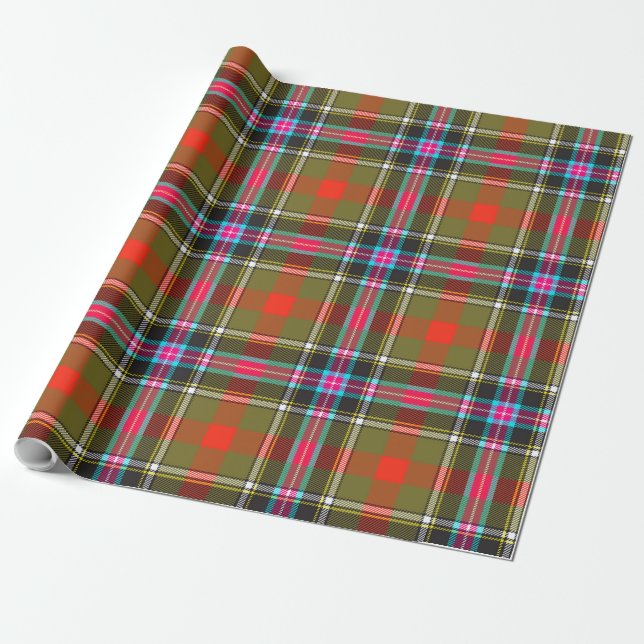 Bruce of Kinnaird Ancient Tartan Plaid Pattern Wrapping Paper (Unrolled)