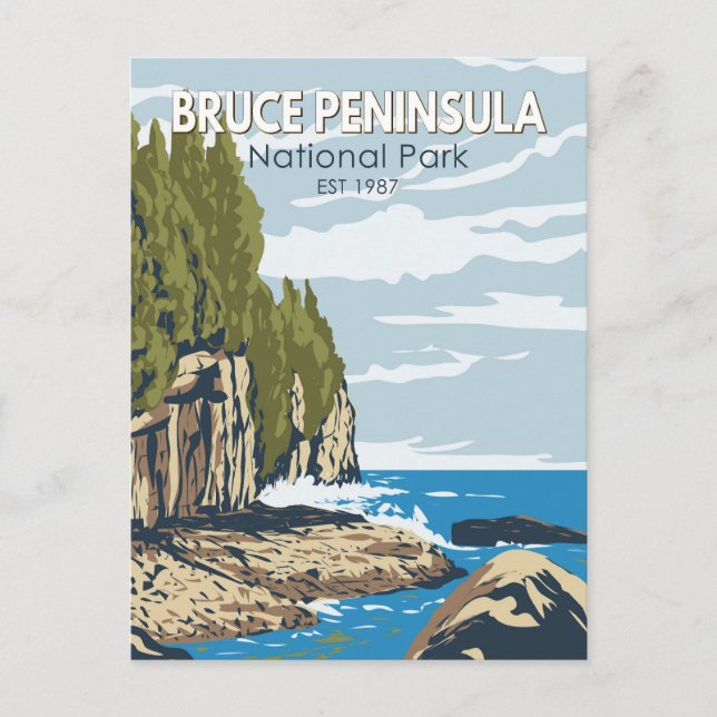 Bruce Peninsula National Park Canada Travel Art Postcard (Front)