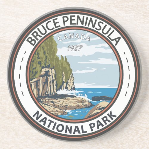 Bruce Peninsula National Park Canada Vintage Badge Coaster