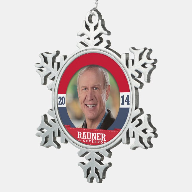 BRUCE RAUNER CAMPAIGN SNOWFLAKE PEWTER CHRISTMAS ORNAMENT (Right)