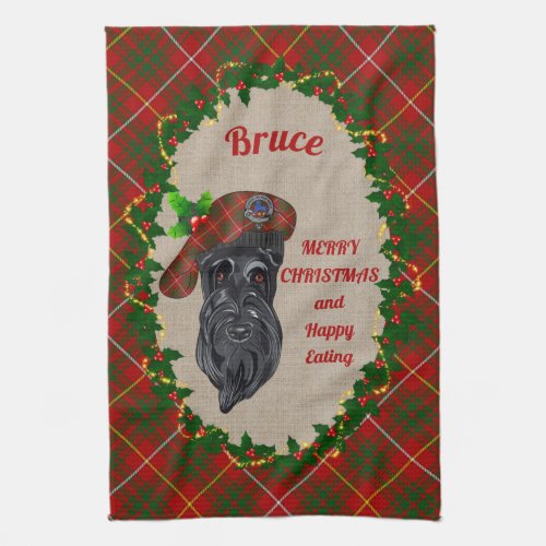 Bruce Scottie Dog Christmas Kitchen Towel