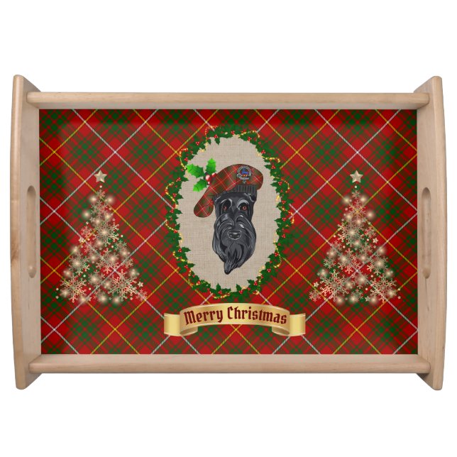 Bruce Scottie Dog Christmas Serving Tray (Front)