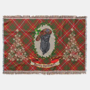 Bruce Scottie Dog Christmas Throw Blanket