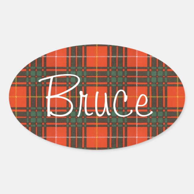 Bruce Scottish Tartan Oval Sticker (Front)