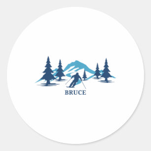 Bruce Ski Resort Skiing Skier _1 Classic Round Sticker