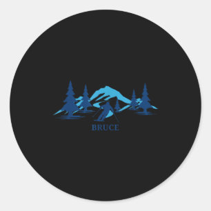 Bruce ski resort skiing skier classic round sticker