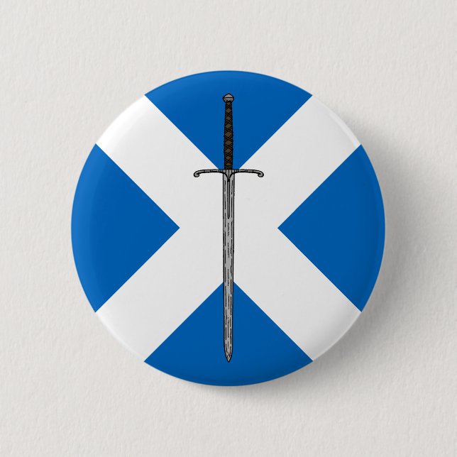 Bruce Sword on Saltire Pinback Button (Front)