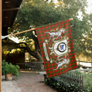 Bruce Tartan Flag Clan Badge With Lion Scottish