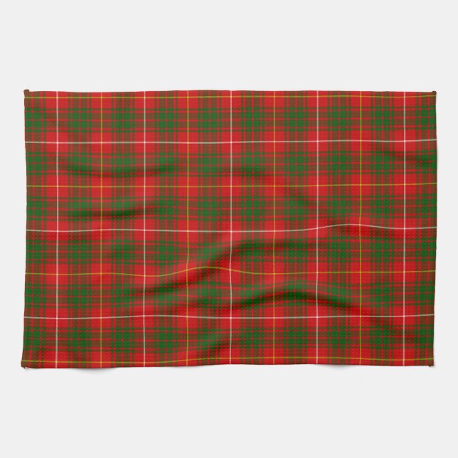 Bruce tartan red green plaid kitchen towel (Horizontal)