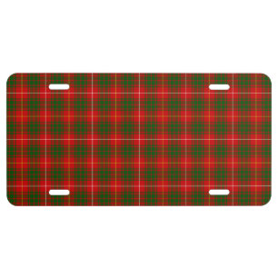 Bruce tartan red green plaid license plate