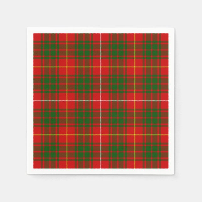 Bruce tartan red green plaid paper napkins (Front)