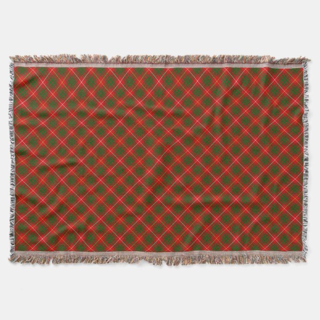 Bruce tartan red green plaid throw blanket (Front)
