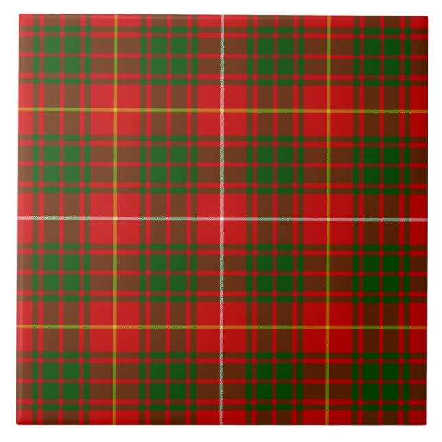 Bruce tartan red green plaid tile (Front)