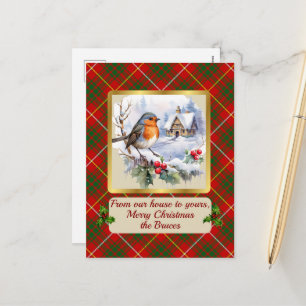 Bruce Tartan w/Robin Personalized Holiday Postcard