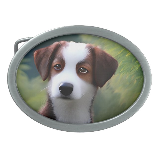 Bruce The Border Collie Puppy, Belt Buckle (Front)
