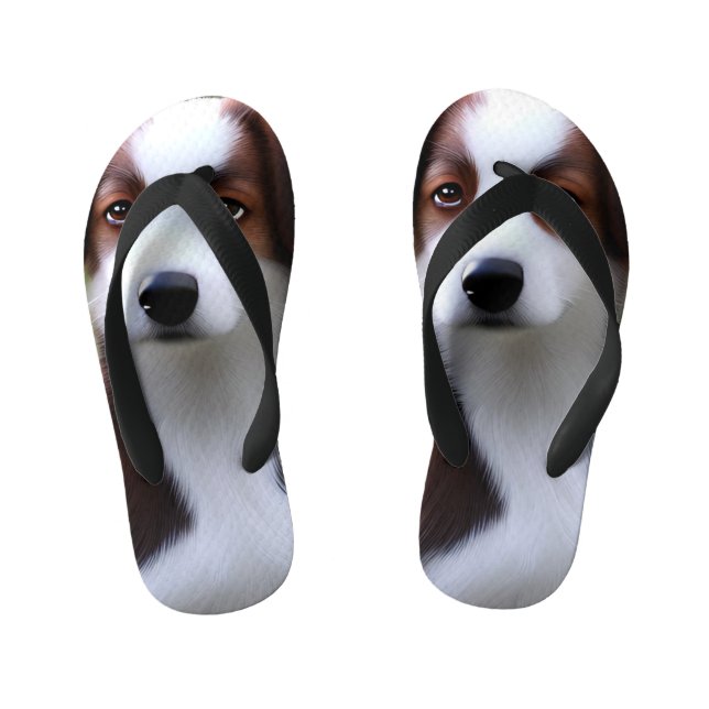 Bruce The Border Collie Puppy, Flip Flops (Footbed)