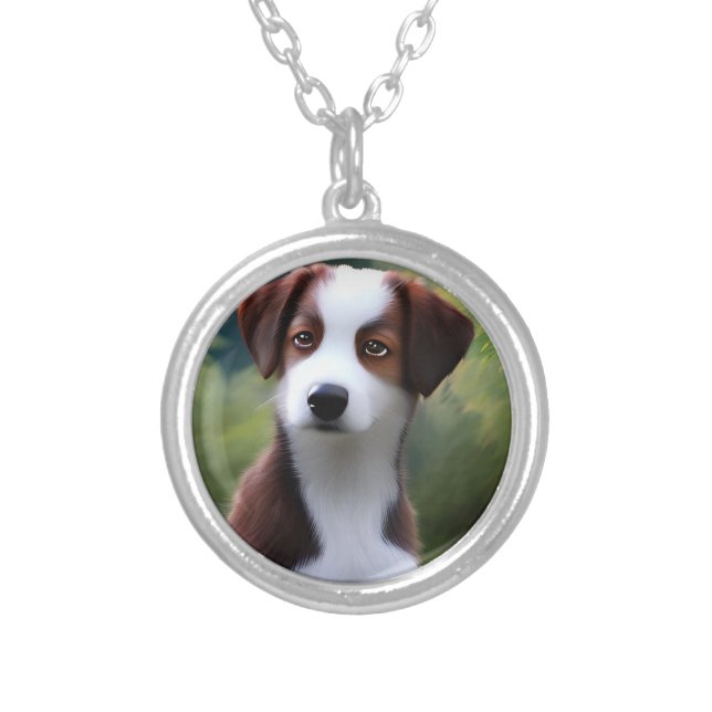 Bruce The Border Collie Puppy, Necklace (Front)