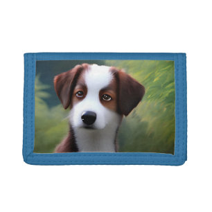 Bruce The Border Collie Puppy, Trifold Wallet