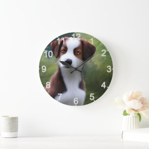 Bruce The Border Collie Puppy, Wall Clock