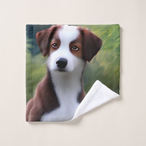 Bruce The Border Collie Puppy Wash Cloth