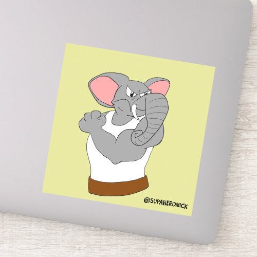 Bruce the Elephant Cartoon Strongman Sticker