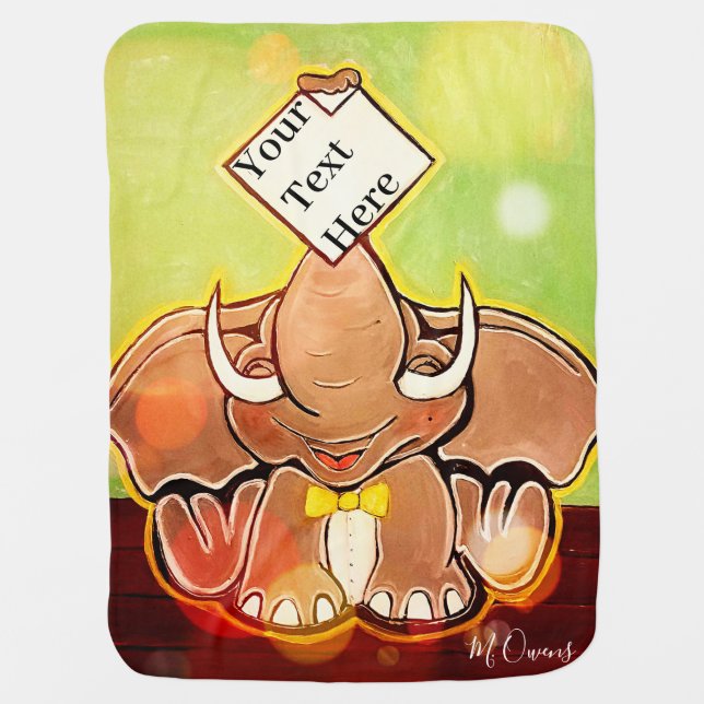 Bruce, The Elephant Speller Baby Blanket (Front)