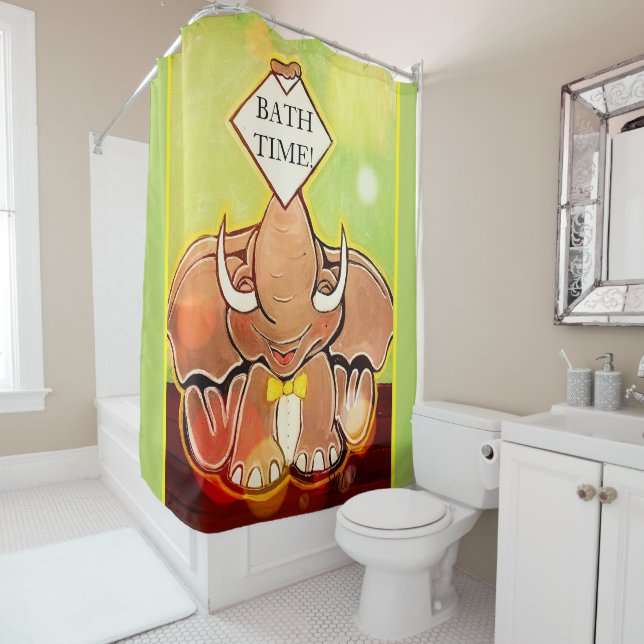 Bruce, The Elephant Speller Shower Curtain (In Situ)