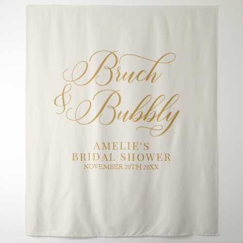 Bruch and bubbly cream gold bridal banner backdrop