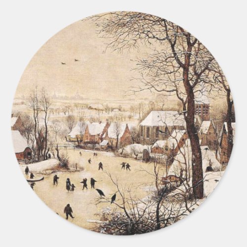 Bruegel the Elder _ Winter Landscape Classic Round Sticker