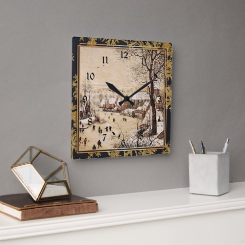 Bruegel the Elder _ Winter Landscape Square Wall Clock
