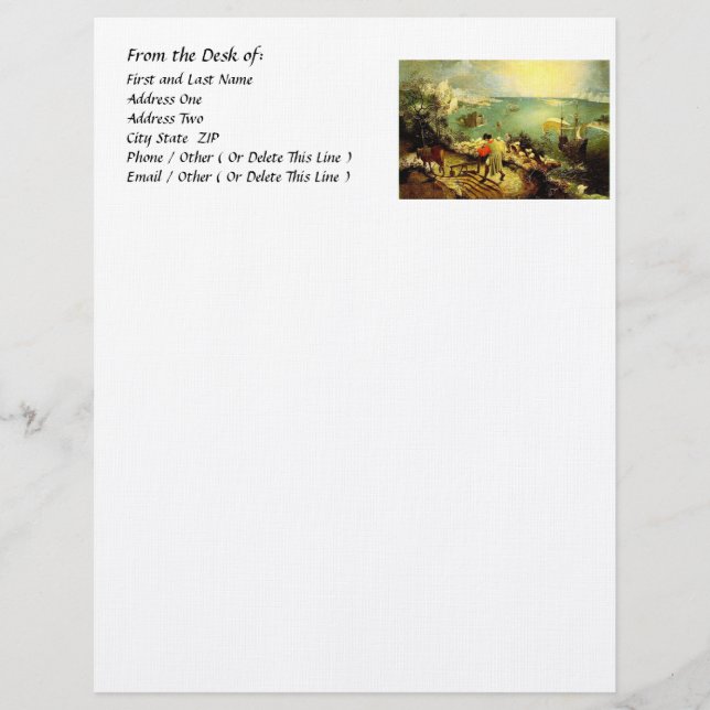 Bruegel's Landscape with the Fall of Icarus - 1558 Letterhead (Front)
