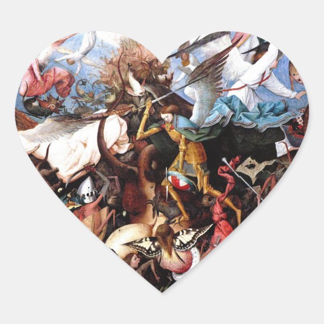 Bruegel's "The Fall Of The Rebel Angels" (1562) Heart Sticker (Front)