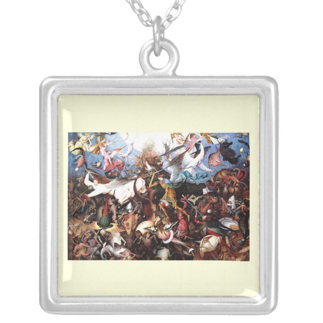 Bruegel's "The Fall Of The Rebel Angels" (1562) Silver Plated Necklace (Front)