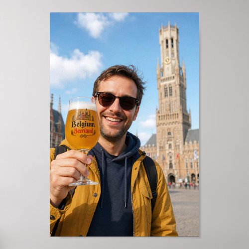 Bruges Beer Tasting Holiday Scene Poster