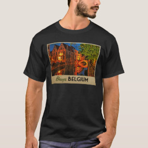 Bruges Belgium At Night T-Shirt