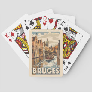 Bruges Belgium Illustration Travel Art Vintage Poker Cards